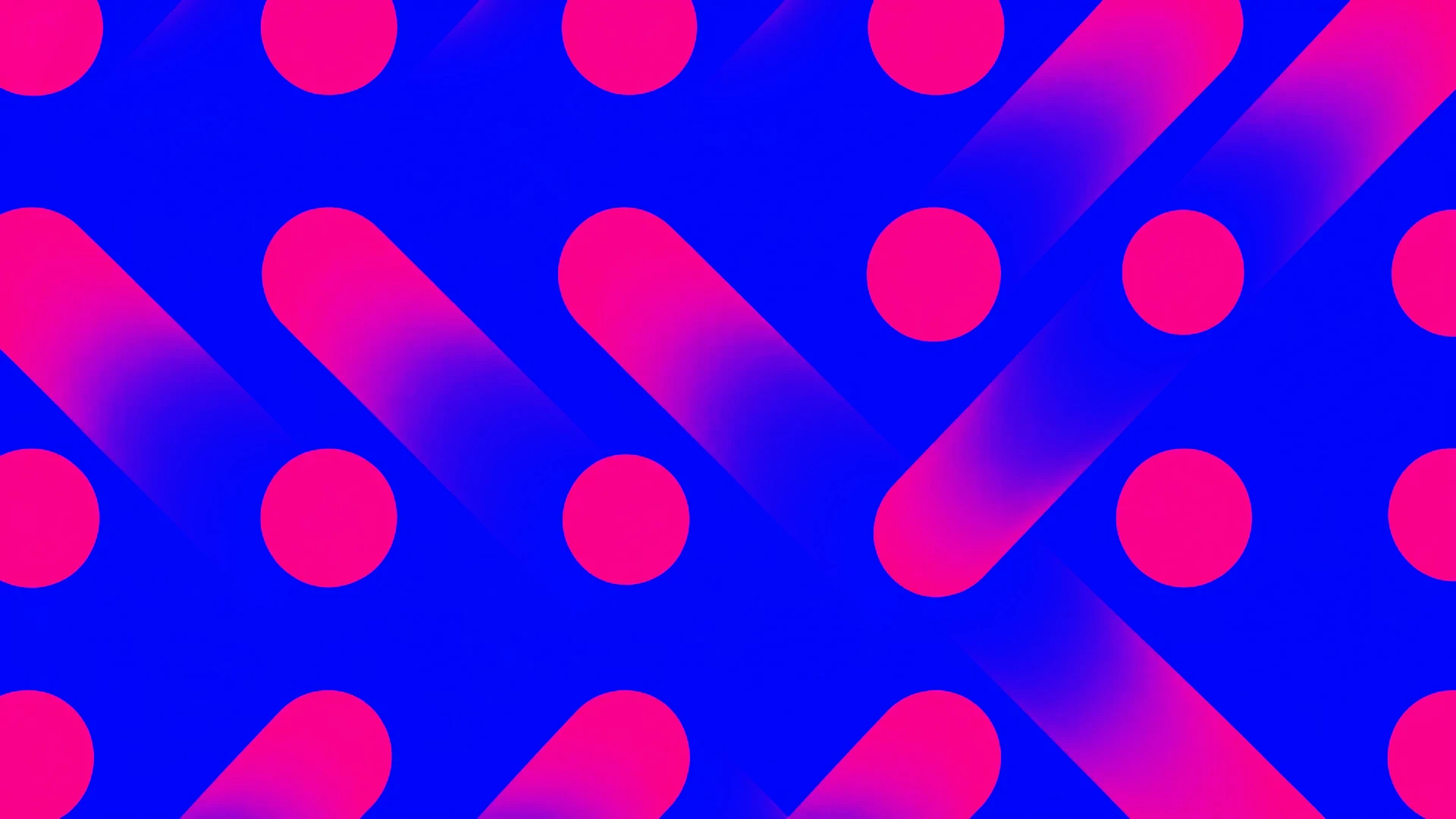 Rosa Kreise und diagonale Verlaufsbalken auf blauem Hintergrund