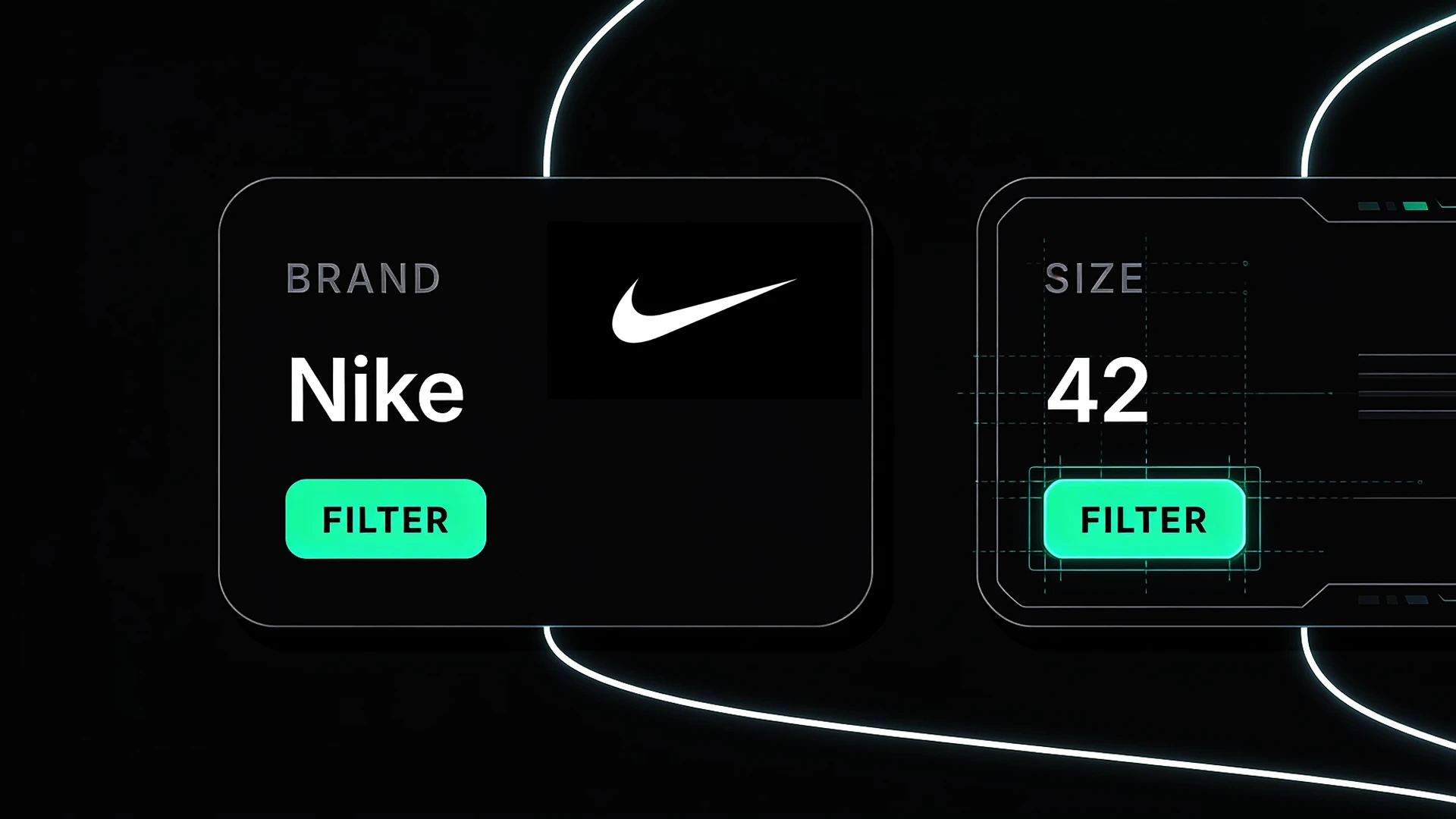 Marke Nike und Größe 42, angezeigt als Filter, die von Query Understanding mit SLM extrahiert wurden